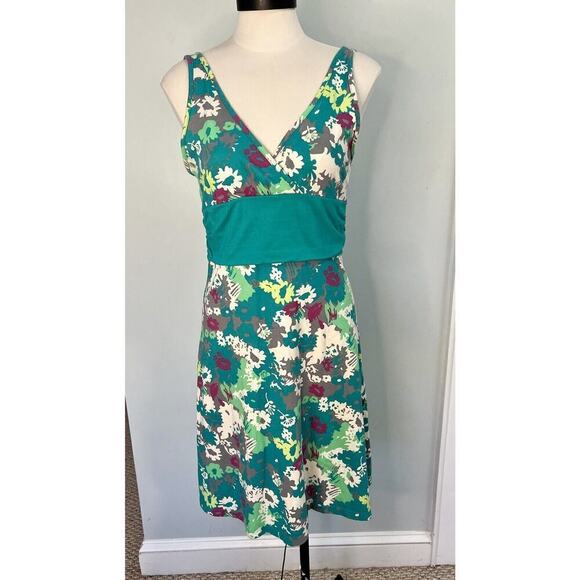Patagonia® Worn Wear W's Margot Teal Green Floral Stretch Knit Dress SZ MED - Picture 3 of 9